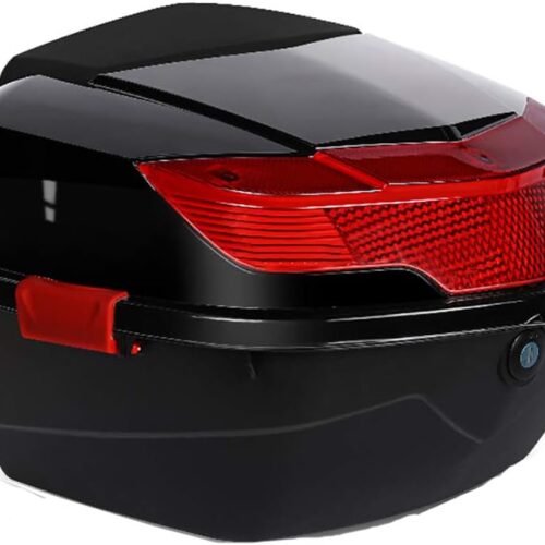Coffre Arrière Universel Moto & Scooter – Top Case Verrouillable YZJJ (Grand, Noir)